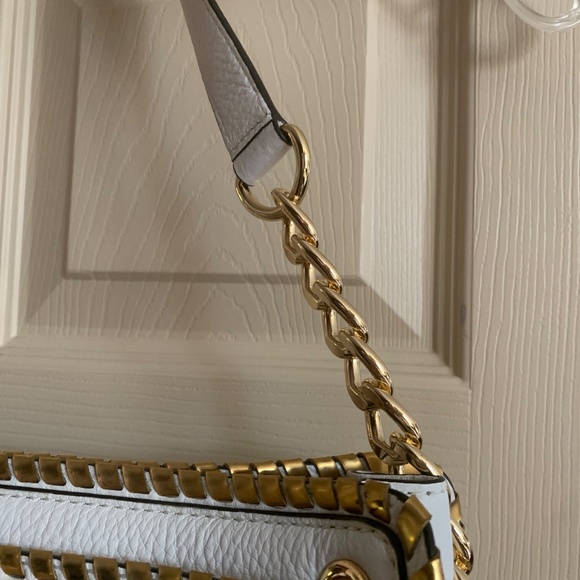 Michael Kors White/Gold Leather Satchel/Shoulder Handbag - Picture 4 of 12